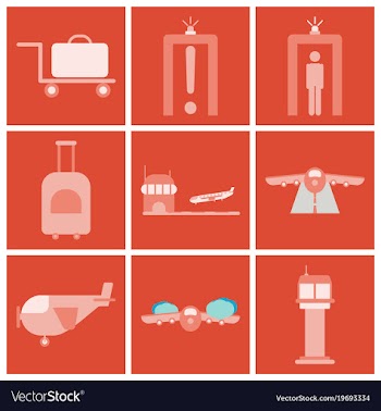 Set of icons in flat design for airport vector image