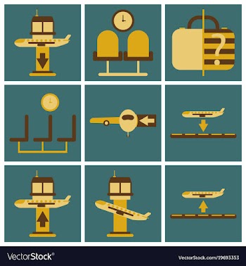 Set of icons in flat design for airport vector image