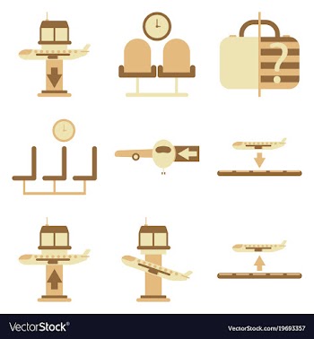 Set of icons in flat design for airport vector image