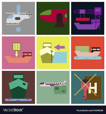Set of icons in flat design for cargo vector image