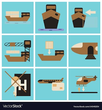 Set of icons in flat design for cargo vector image