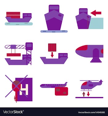 Set of icons in flat design for cargo vector image