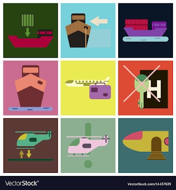 Set of icons in flat design for cargo vector image