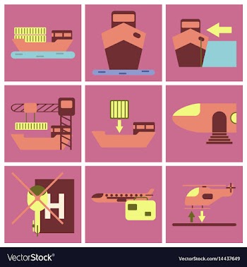 Set of icons in flat design for cargo vector image