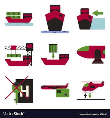 Set of icons in flat design for cargo vector image