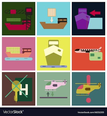 Set of icons in flat design for cargo vector image