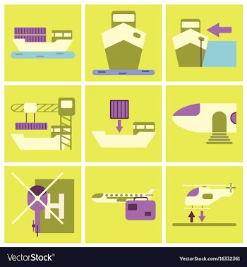 Set of icons in flat design for cargo vector image