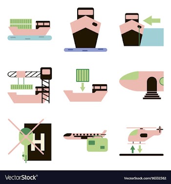 Set of icons in flat design for cargo vector image
