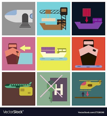 Set of icons in flat design for cargo vector image