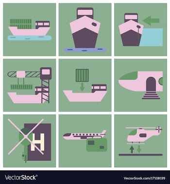 Set of icons in flat design for cargo vector image