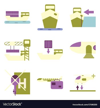 Set of icons in flat design for cargo vector image