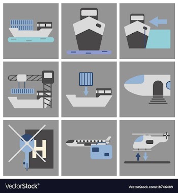 Set of icons in flat design for cargo vector image