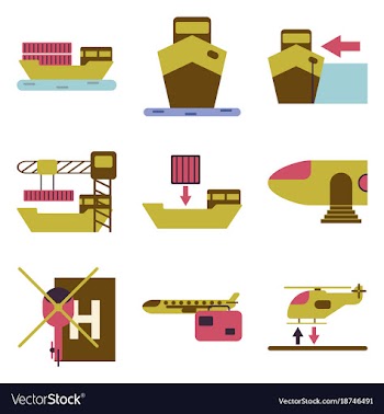 Set of icons in flat design for cargo vector image