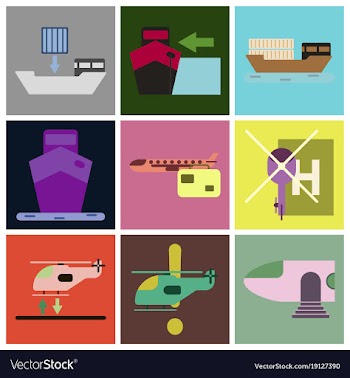Set of icons in flat design for cargo vector image