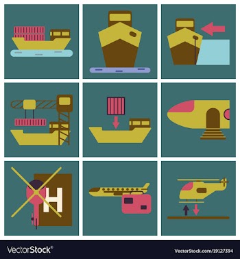 Set of icons in flat design for cargo vector image
