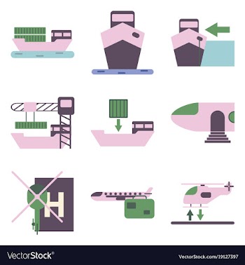 Set of icons in flat design for cargo vector image