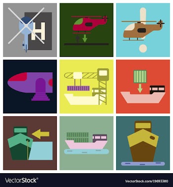 Set of icons in flat design for cargo vector image