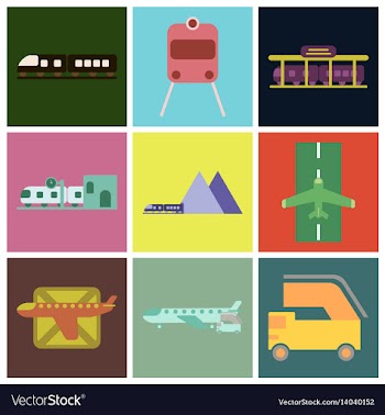 Set of icons in flat design freight and passenger vector image