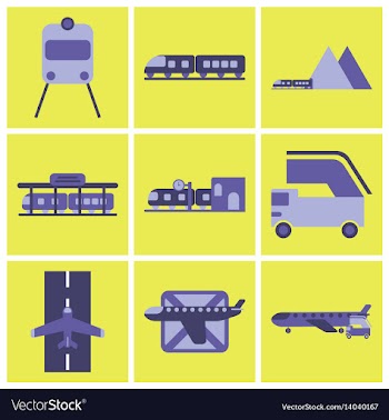 Set of icons in flat design freight and passenger vector image