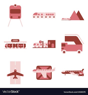 Set of icons in flat design freight and passenger vector image