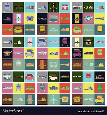 Set of icons in flat design freight and passenger vector image