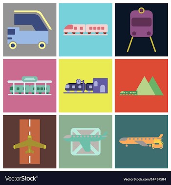 Set of icons in flat design freight and passenger vector image