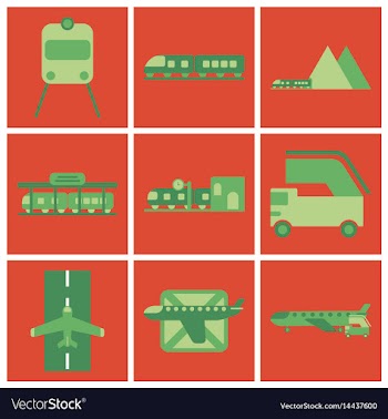 Set of icons in flat design freight and passenger vector image