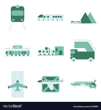 Set of icons in flat design freight and passenger vector image