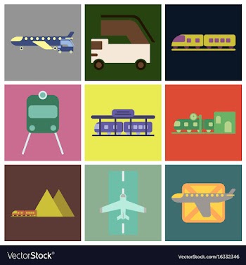 Set of icons in flat design freight and passenger vector image