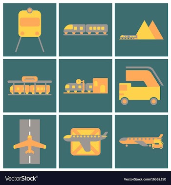 Set of icons in flat design freight and passenger vector image
