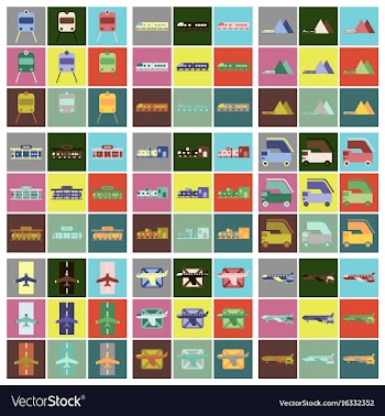Set of icons in flat design freight and passenger vector image
