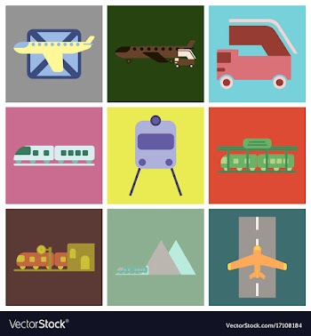 Set of icons in flat design freight and passenger vector image