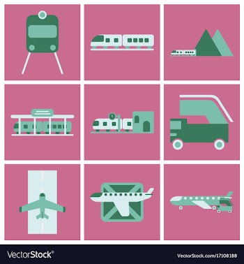 Set of icons in flat design freight and passenger vector image