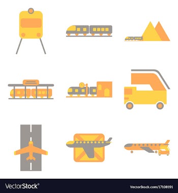 Set of icons in flat design freight and passenger vector image