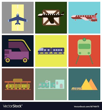 Set of icons in flat design freight and passenger vector image