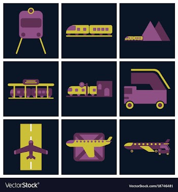 Set of icons in flat design freight and passenger vector image
