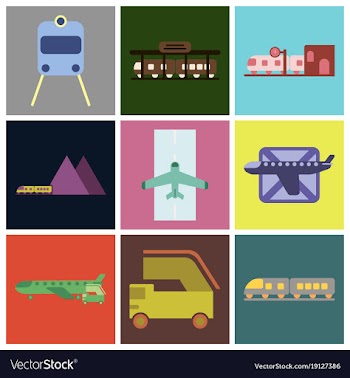 Set of icons in flat design freight and passenger vector image