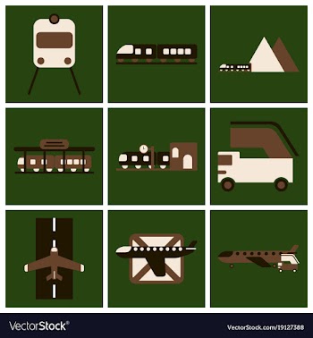 Set of icons in flat design freight and passenger vector image