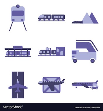 Set of icons in flat design freight and passenger vector image