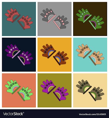 Set of icons in flat design gloves for the gym vector image