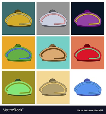 Set of icons in flat design golf beret vector image