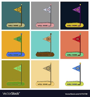 Set of icons in flat design golf course well done vector image