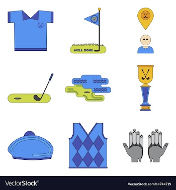 Set of icons in flat design golf equipments vector image