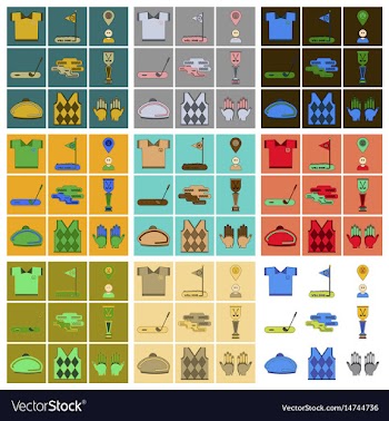 Set of icons in flat design golf equipments vector image