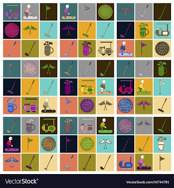 Set of icons in flat design golf equipments vector image