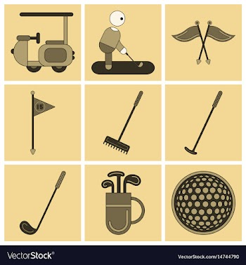 Set of icons in flat design golf equipments vector image
