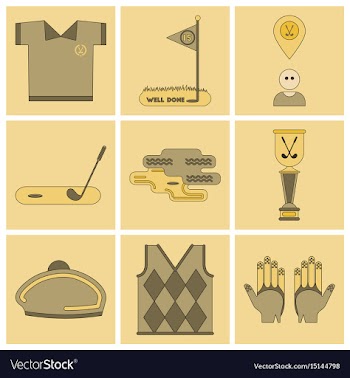 Set of icons in flat design golf equipments vector image