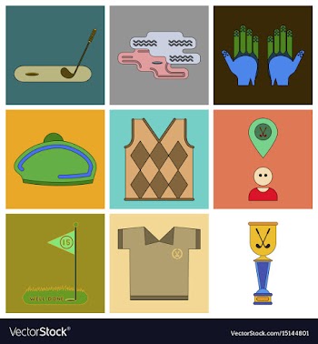 Set of icons in flat design golf equipments vector image