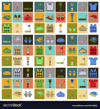 Set of icons in flat design golf equipments vector image