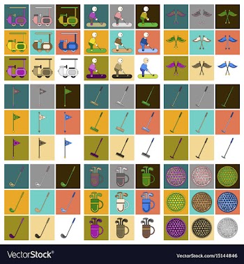 Set of icons in flat design golf equipments vector image